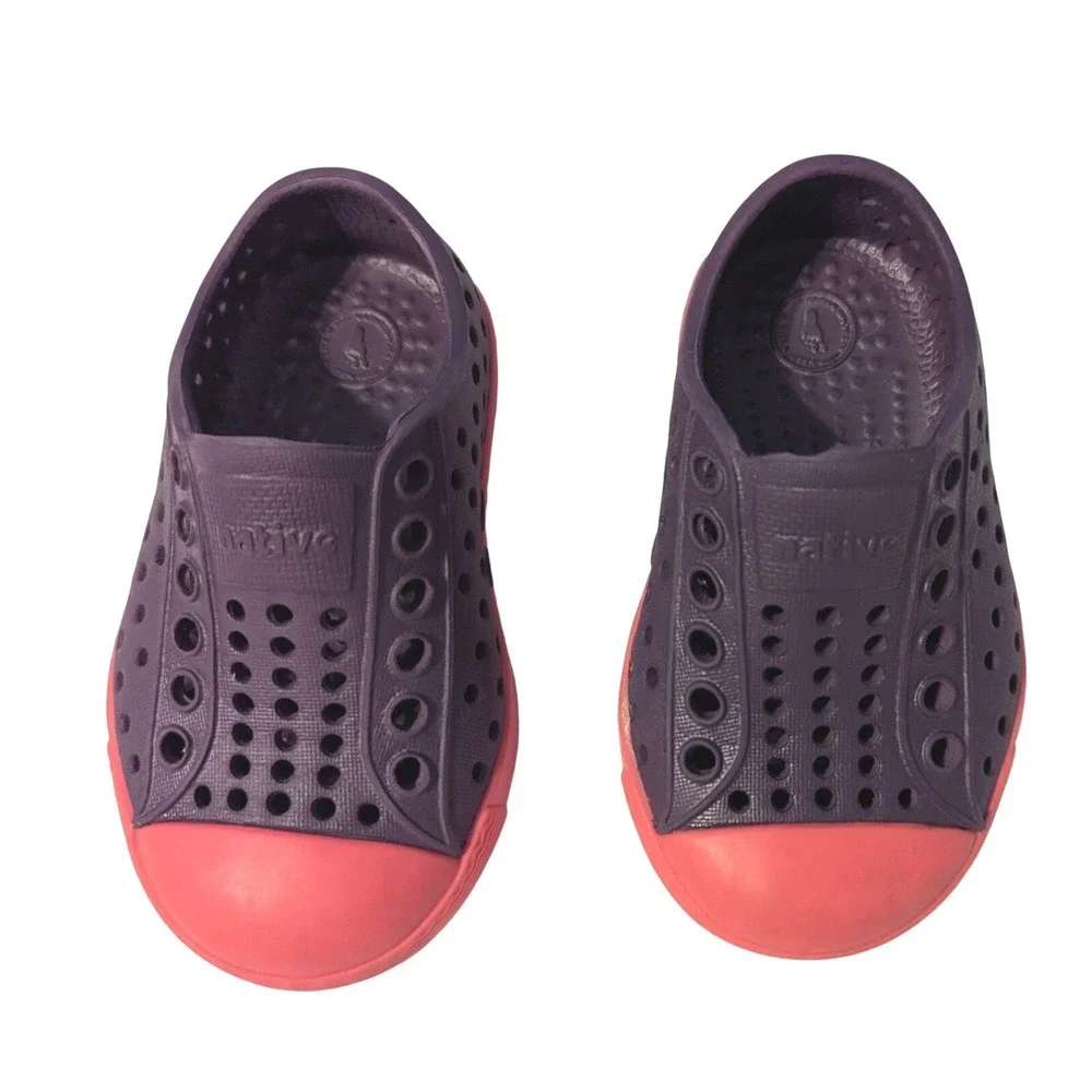 Native Jefferson Little Kids C4 Purple Pink Perforated EVA Slip-On Water Shoes